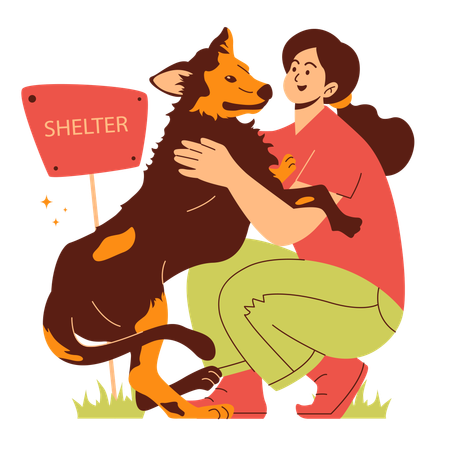 Bénévole dans un refuge pour chiens  Illustration