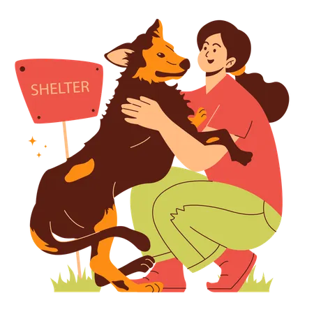 Bénévole dans un refuge pour chiens  Illustration