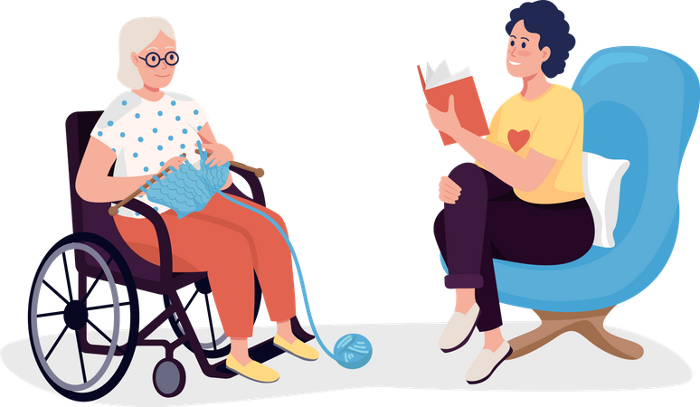 Bénévole dans une maison de retraite  Illustration