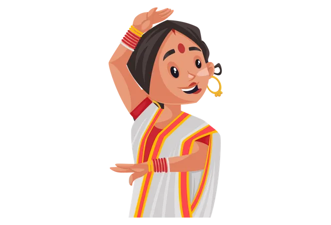 Bengali woman dancing  Illustration