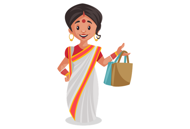 Bengali Frau mit Einkaufstüten  Illustration