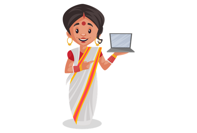 Bengalisch Frau mit Laptop in der Hand  Illustration