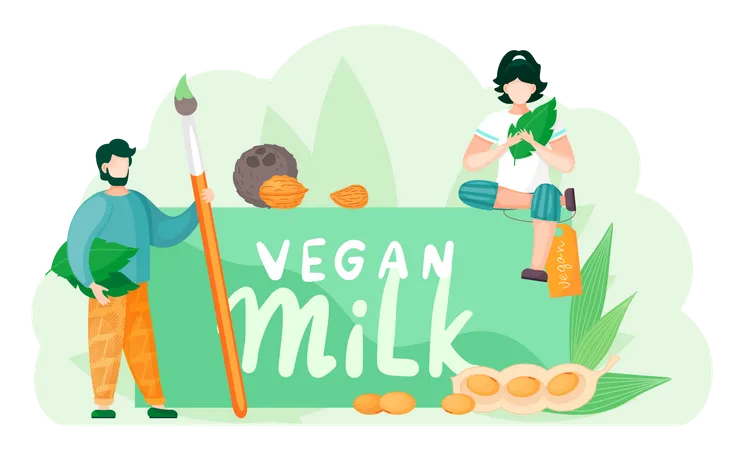 Verwenden Sie vegane Milch  Illustration