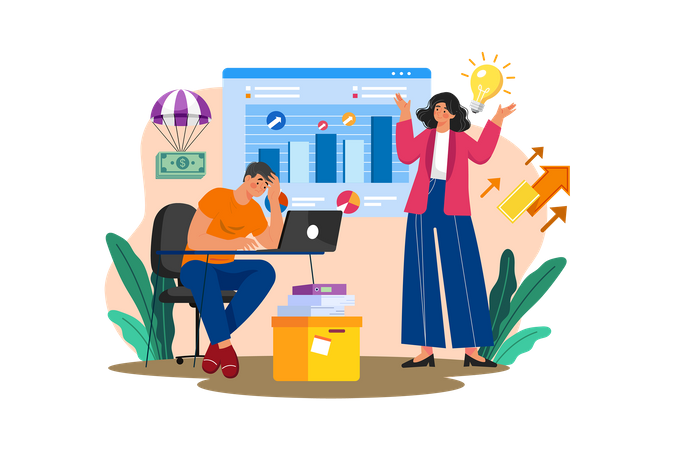 Berater berät Unternehmen zur Effizienzsteigerung  Illustration