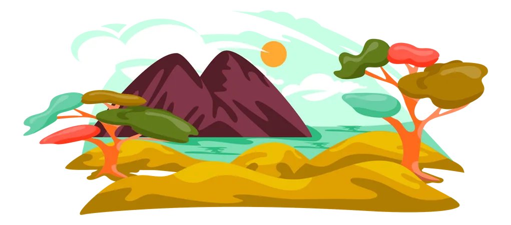 Berg see landschaft  Illustration