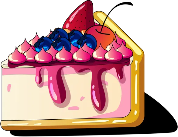 A Classic With A Twist This Cake Illustration Features A Rich Velvet Texture In Berry Tones Topped With A Luxurious Berry And Cream Arrangement Illustration