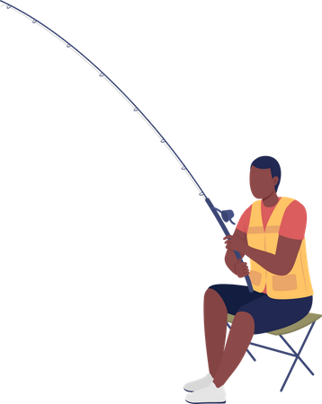 Professioneller Angler in wasserdichter Jacke  Illustration