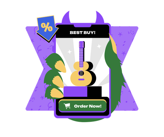 Best Buy beim Online-Kauf von Gitarren  Illustration