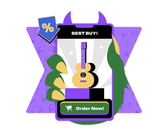 Best Buy beim Online-Kauf von Gitarren  Illustration