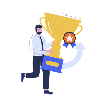Best employee holding trophy  Illustration