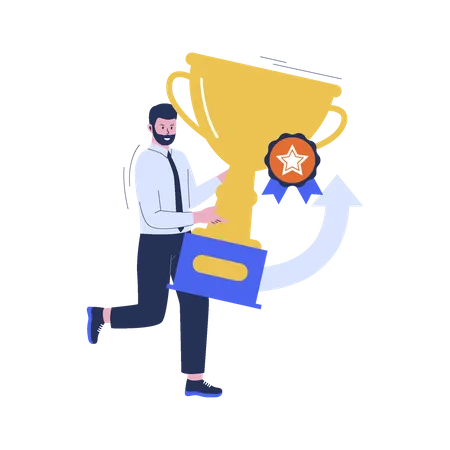 Best employee holding trophy  Illustration