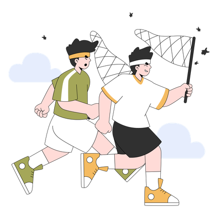 Best Friend Chasing Insect  Illustration