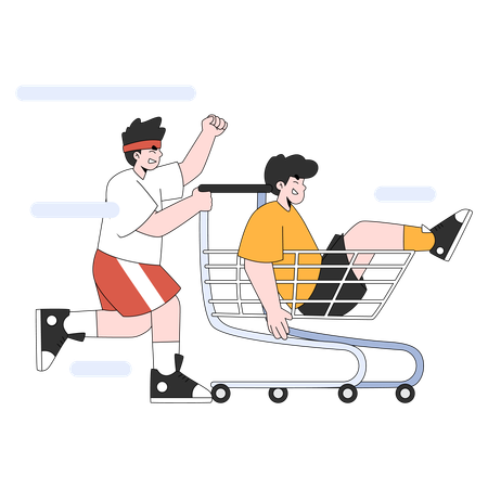 Best friend Enjoy Playing Trolley  Illustration