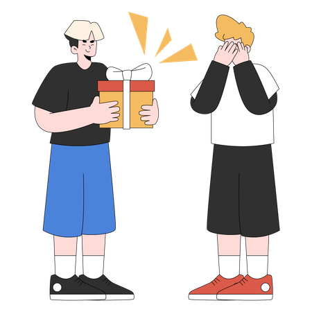 Best friend giving gift  Illustration