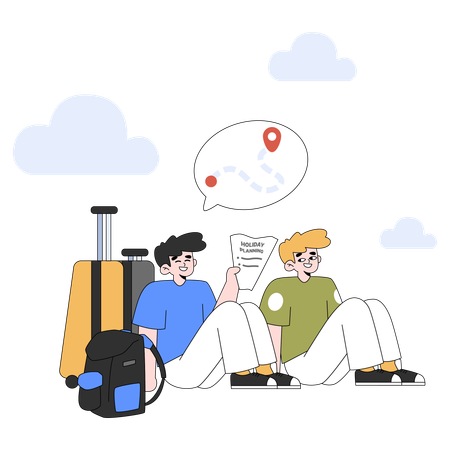Best friend planning a holiday trip  Illustration