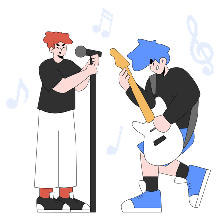 Best friend playing music together  Illustration