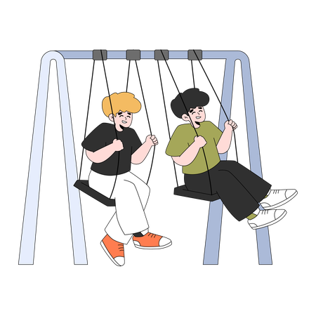 Best friend Playing on The Park  Illustration