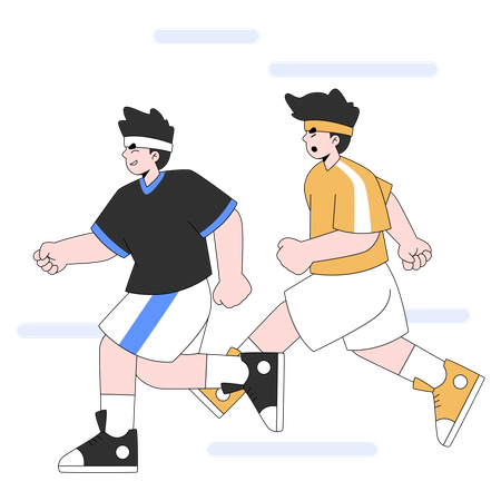 Best friend Run Together  Illustration