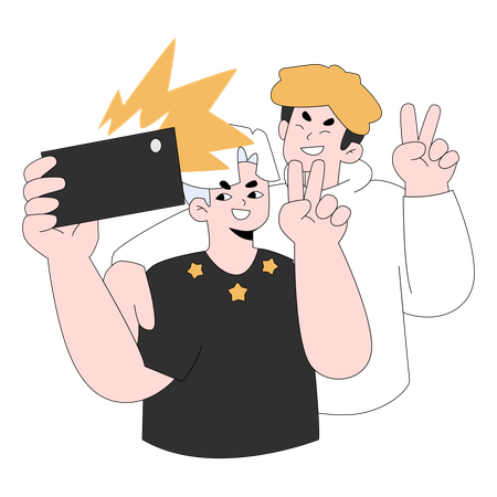 Best friend Taking Selfie photo  Illustration