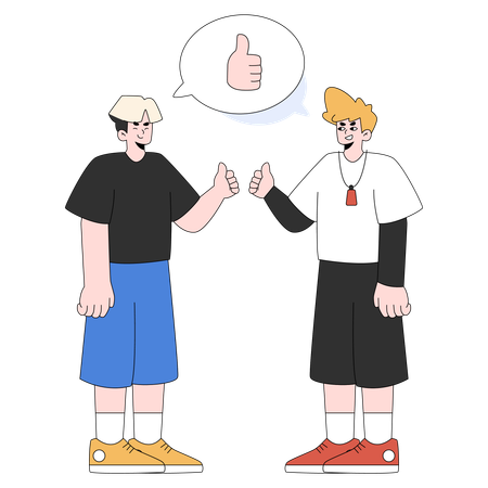 Best Friends Do a Thumbs Up Pose Together  Illustration