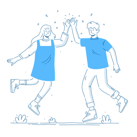 Best friends give high five  Illustration