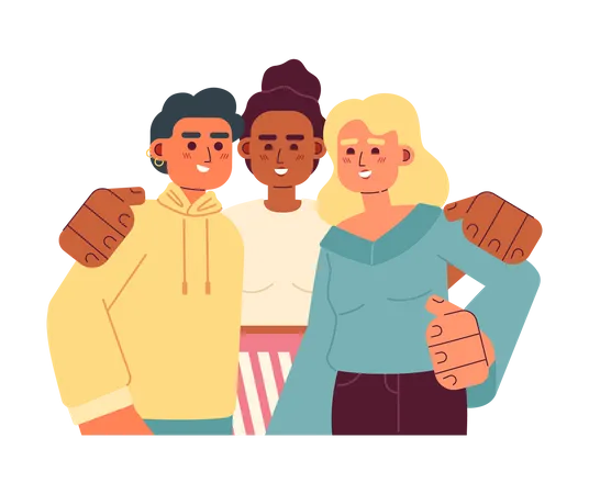 Surround Yourself With Good People 2 D Vector Isolated Spot Illustration Best Friends Group Hugging Flat Characters On White Background Friendship Day Diverse Community Colorful Editable Scene Illustration