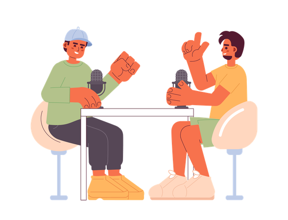 Best friends men podcasters  Illustration