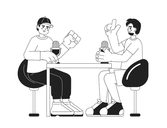 Best friends men podcasters  Illustration