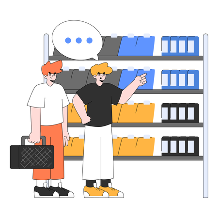 Best Friends Shopping Together  Illustration