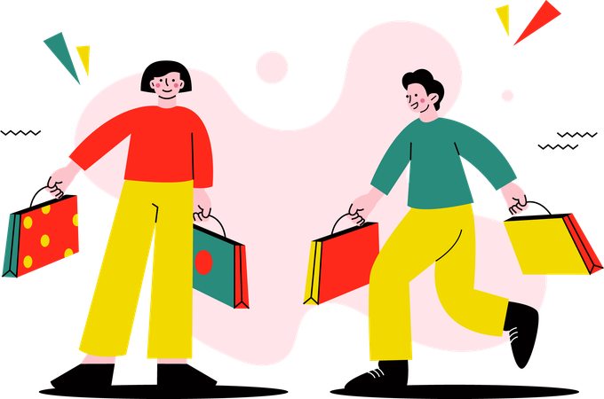 Best Friends Shopping Together  Illustration