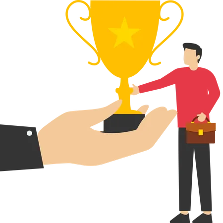 Recognizing Employee Success Cheering Or Honoring Concept Of Success Or Achievement Encourages And Motivates Best Performance Wins The Trust Of Entrepreneurs Who Join Hands To Get Star Award Illustration