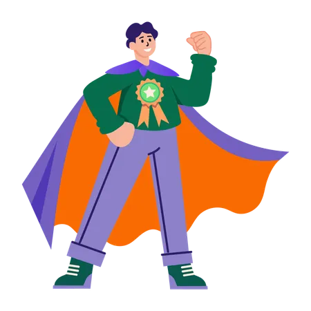 Best worker standing with badge  Illustration