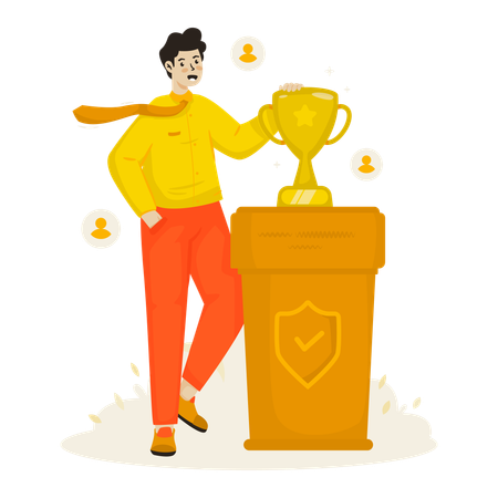 Best worker winning  trophy  Illustration