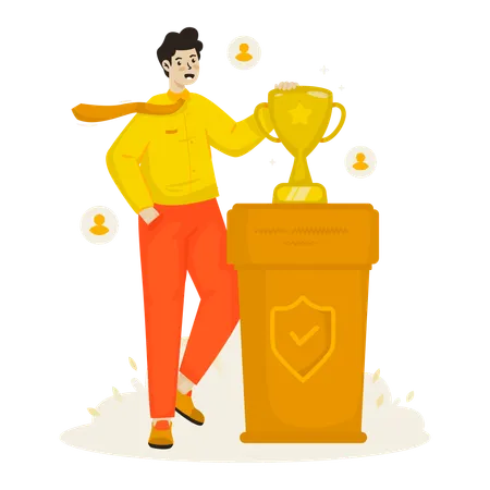 Best worker winning  trophy  Illustration