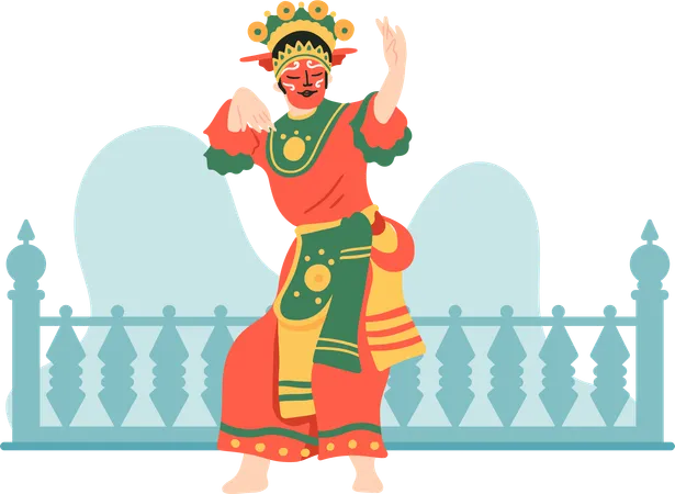 Dança tradicional Betawi da Indonésia  Ilustração