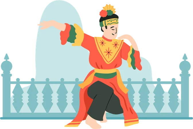 Dança tradicional Betawi da Indonésia  Ilustração