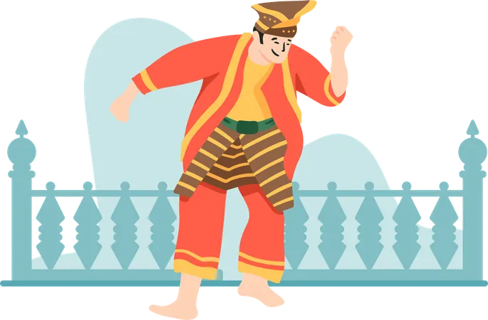 Danse traditionnelle Betawi d'Indonésie  Illustration