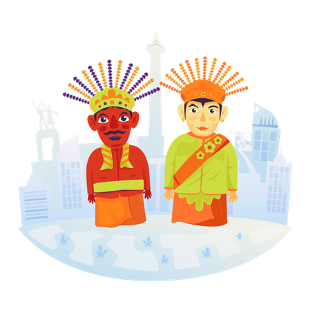 Betawi ondel-ondel puppet  Illustration