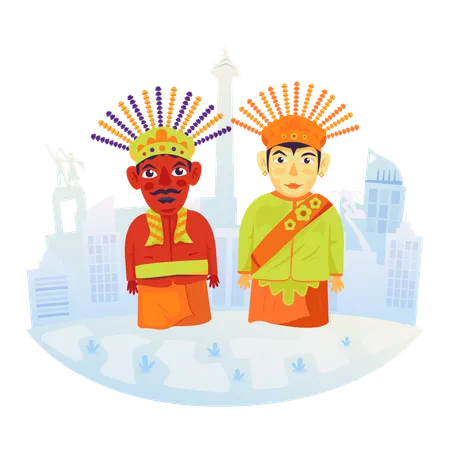 Betawi ondel-ondel puppet  Illustration