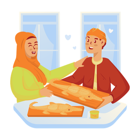 Betawi traditional crocodile bread  Illustration