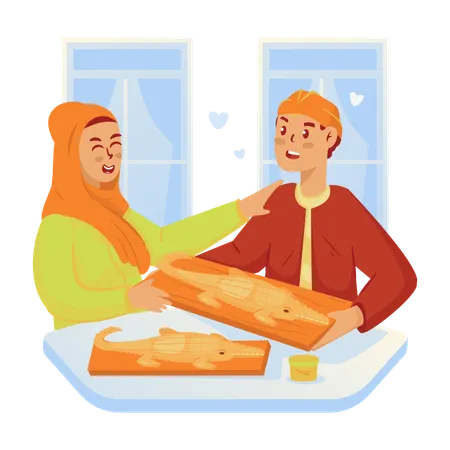 Betawi traditional crocodile bread  Illustration