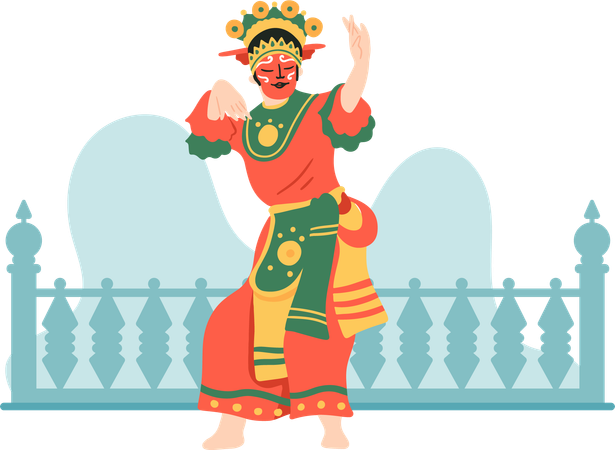 Betawi traditional dance from indonesia  일러스트레이션