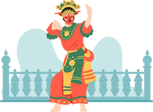 Betawi traditional dance from indonesia  Illustration