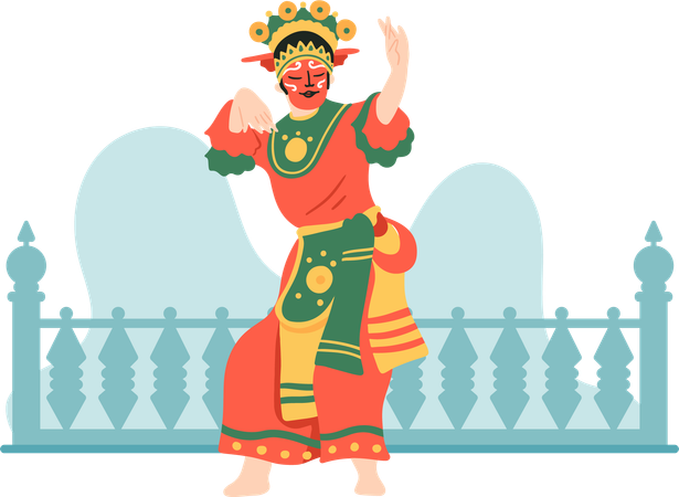 Betawi traditional dance from indonesia  Illustration