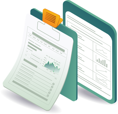 Betriebswirtschaftliche Analyse mit Datentafel  Illustration