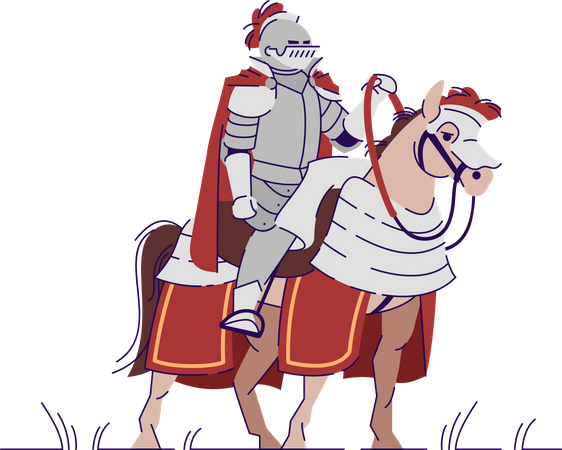 Bewaffneter Reiterritter auf Pferd  Illustration