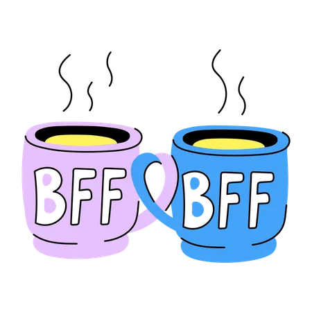Bff 머그잔  일러스트레이션