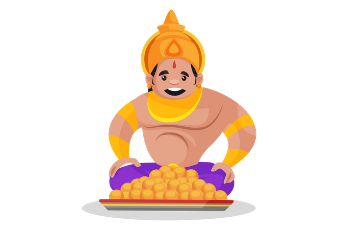 Bheem comendo laddoos  Ilustração