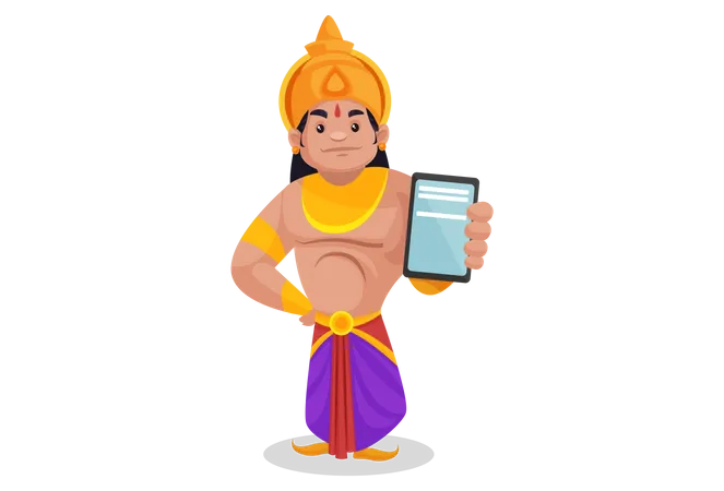 Bheem mostrando telefone  Ilustração