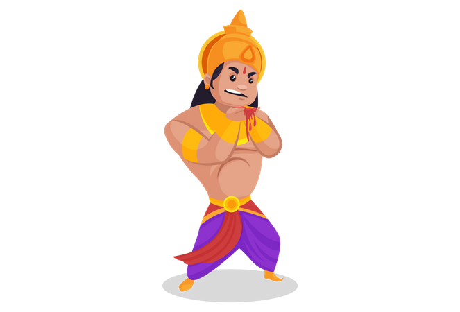 Bheem with blood in his hand Illustration